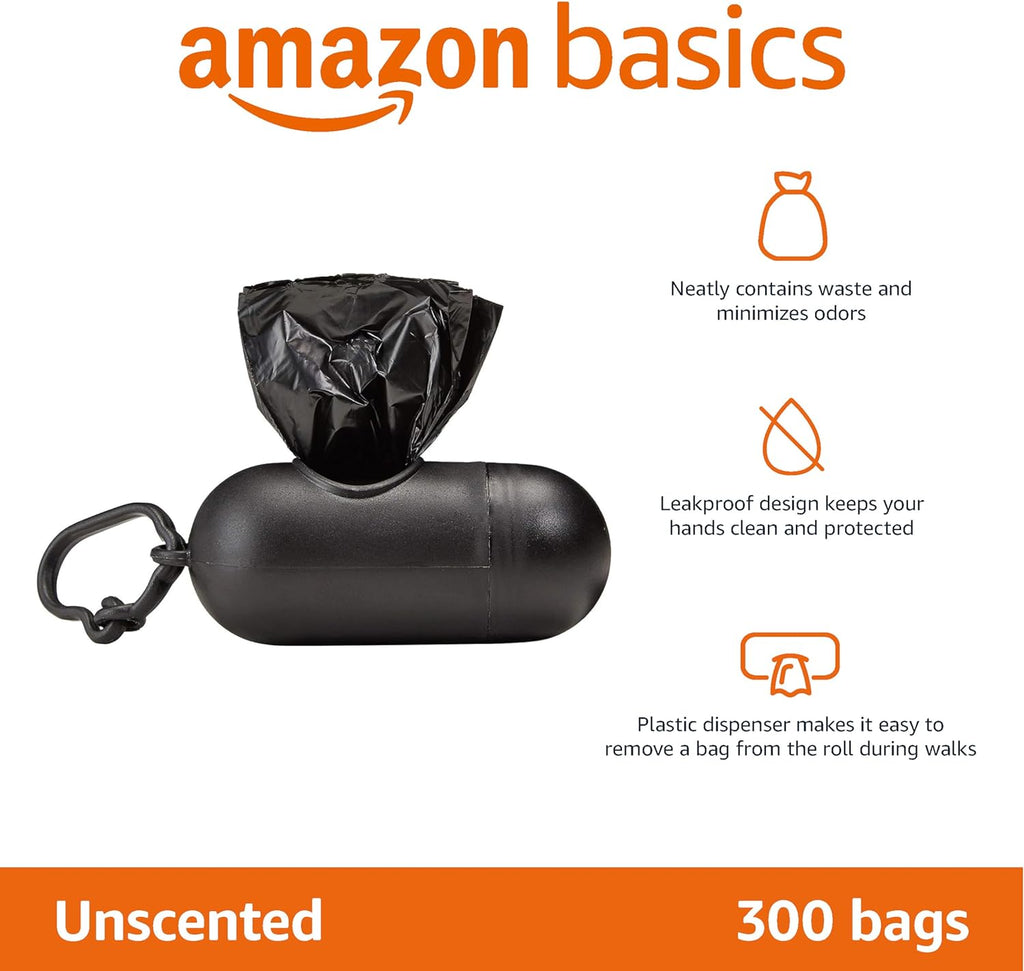 Ultimate Dog Waste Bags with Dispenser & Leash Clip - 300 Unscented Bags (20 Packs of 15)