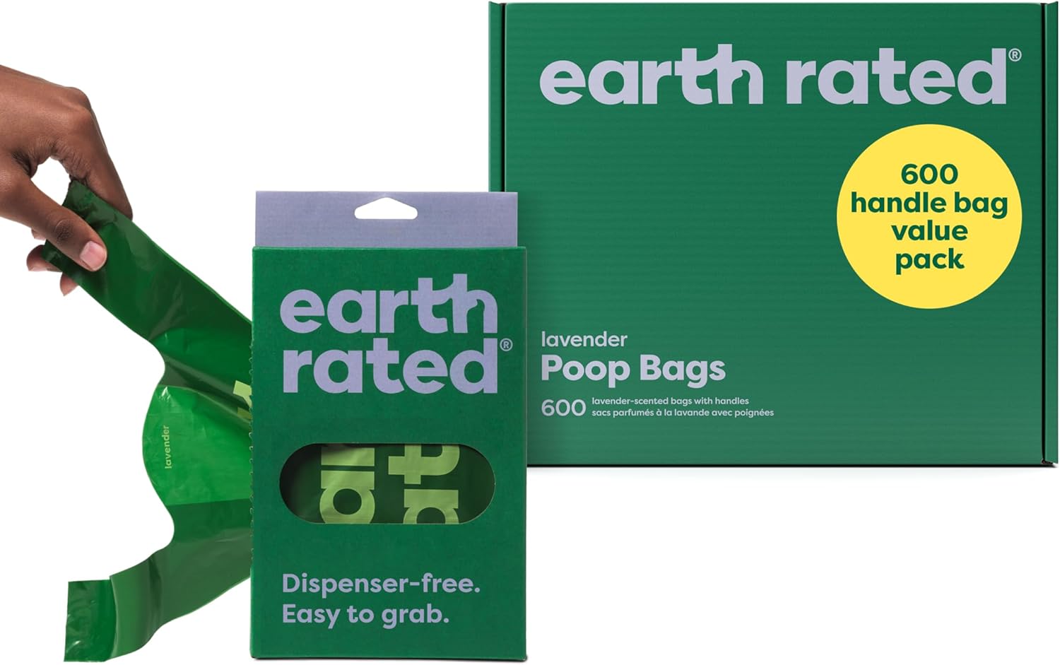 Premium Lavender Dog Poo Bags with Handles - 600 Leakproof & Easy Tie Value Pack
